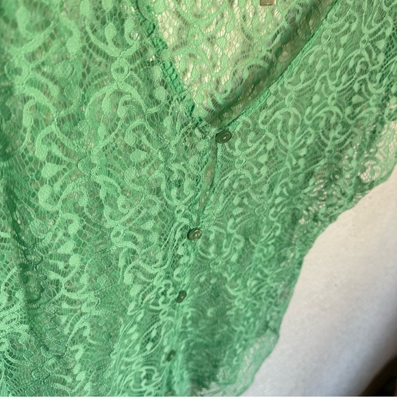 October sky lace see through button up tie front blouse - Picture 4 of 6